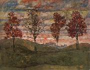 Egon Schiele Four Trees oil painting reproduction